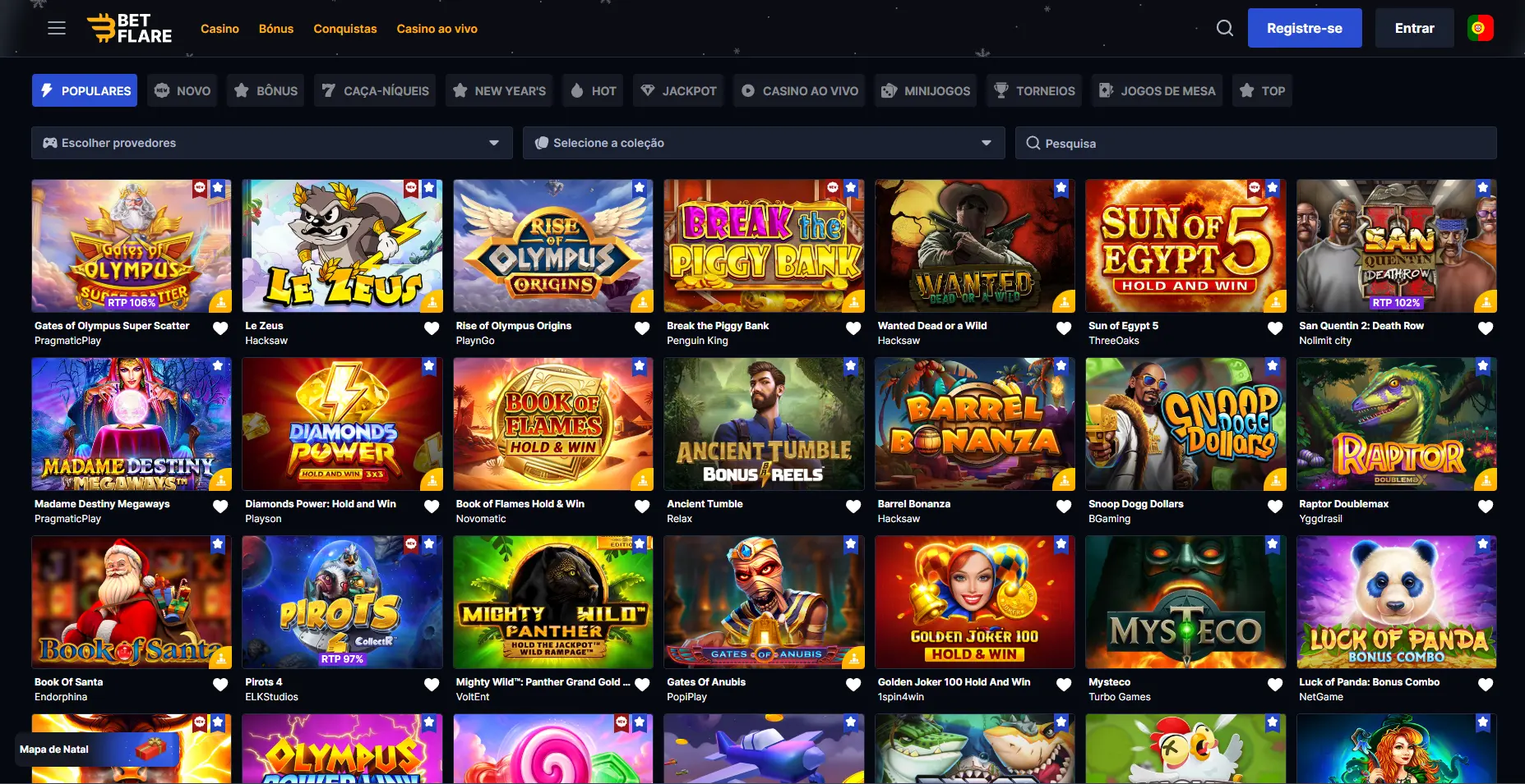 Screenshot real da homepage do LOLLYSPINS