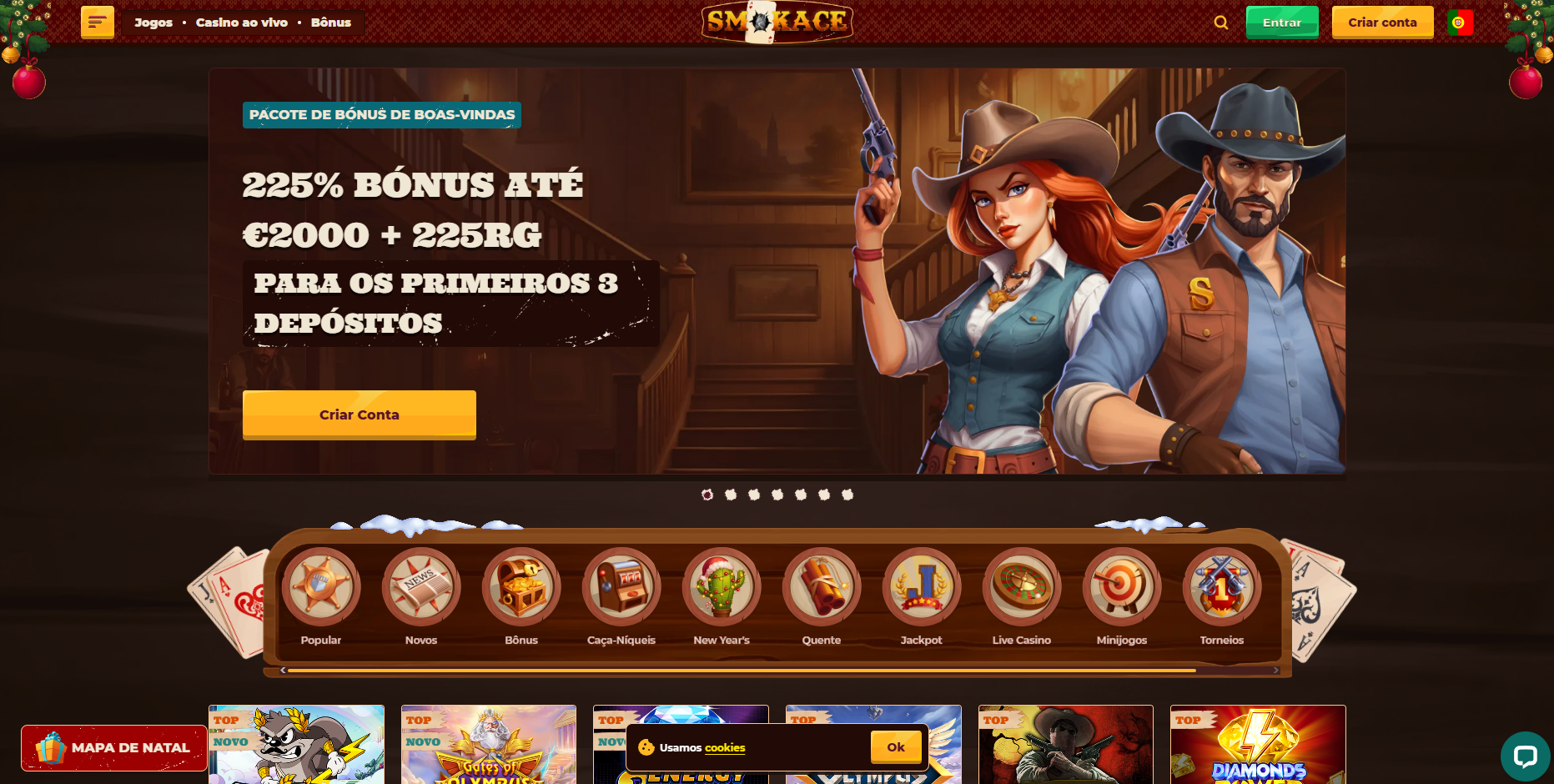 Screenshot real da homepage do SMOKACE